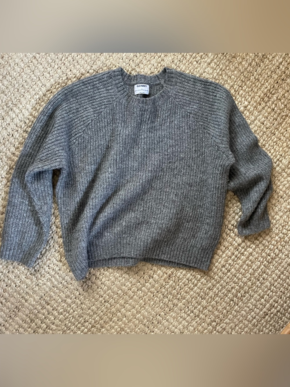 Gray Ribbed Crewneck Sweater